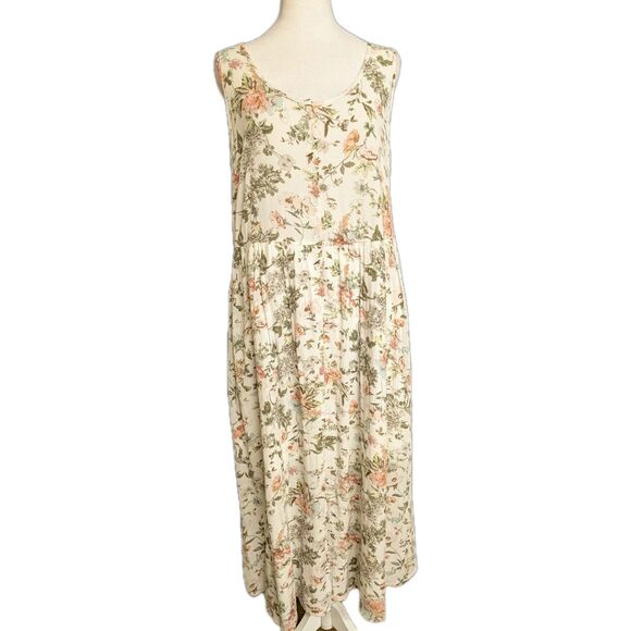 Frye Dress Womens XXL Floral Midi Button Front Prairie Boho Cottage Western Plus - Picture 2 of 14